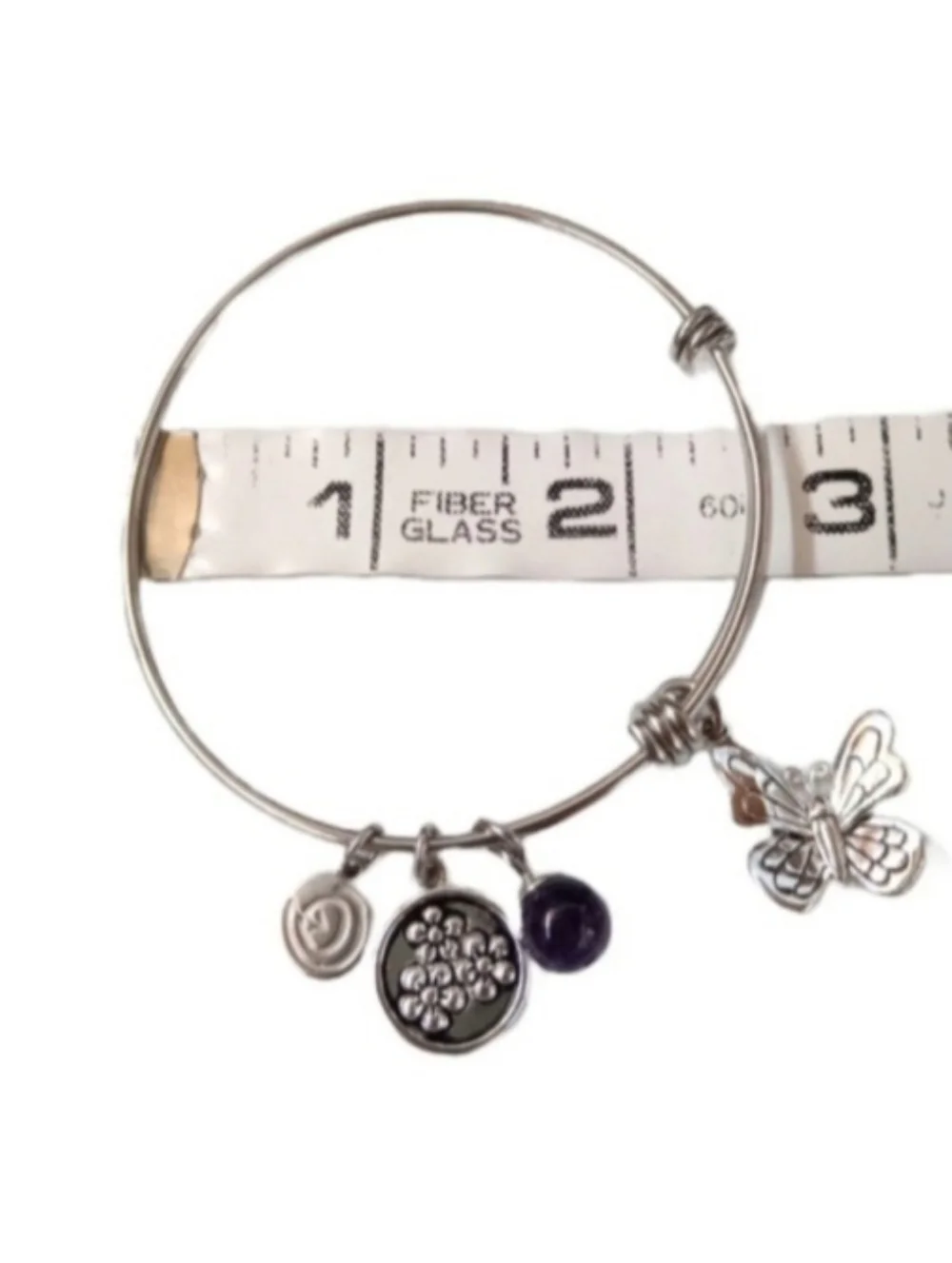 Love This Life Butterfly Charm Bangle Bracelet | EUC | Stainless Steel